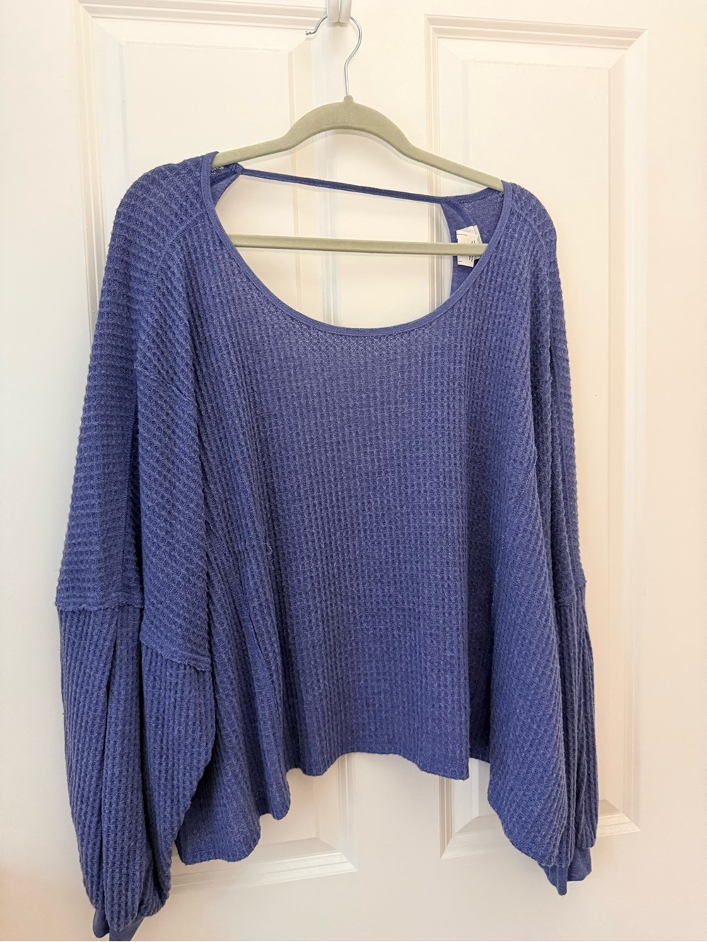 Free People Waffle Knit Scoop Neck Sweater - Periwinkle